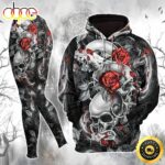 Cool Gothic Skull Rose Ornament Artwork Combo Hoodie and Leggings