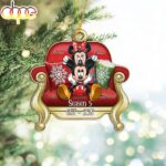 Custom Name Mickey And Minnie Mouse Christmas Ornament