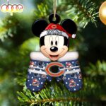 Custom Name NFL Chicago Bears Football Mickey Mouse Glove Christmas Ornament