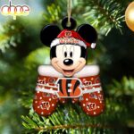 Custom Name NFL Cincinnati Bengals Football Mickey Mouse Glove Christmas Ornament