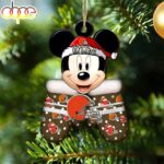 Custom Name NFL Cleveland Browns Football Mickey Mouse Glove Christmas Ornament