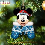 Custom Name NFL Detroit Lions Football Mickey Mouse Glove Christmas Ornament