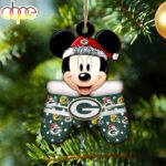 Custom Name NFL Green Bay Packers Footbal Mickey Mouse Glove Christmas Ornament