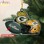 Custom Name NFL Green Bay Packers Merry Christmas Ornament Decoration