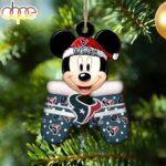 Custom Name NFL Houston Texans Football Mickey Mouse Glove Christmas Ornament