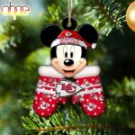 Custom Name NFL Kansas City Chiefs Football Mickey Mouse Glove Christmas Ornament