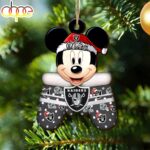 Custom Name NFL Las Vegas Raiders Football Mickey Mouse Glove Christmas Ornament