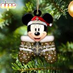 Custom Name NFL New Orleans Saints Football Mickey Mouse Glove Christmas Ornament