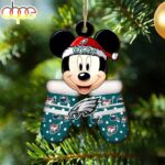 Custom Name NFL Philadelphia Eagles Football Micckey Mouse With Glove Christmas Ornament