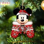 Custom Name NFL San Francisco 49ers Football Mickey Mouse Glove Christmas Ornament