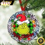 Grinch Face Buffalo Plaid Lights Christmas Grinch Tree Ceramic Tree Ornaments