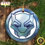 Marvel Black Panther_ Wakanda Forever Metal Panther Logo Marvel Christmas Ornaments