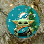 Miami Dolphins Baby Yoda NFL Football Ornaments 2022