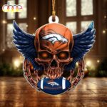 NFL Denver Broncos Football Skull Christmas Ornament Hanging Decor