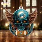 NFL Miami Dolphins Football Skull Christmas Ornament Hanging Decor