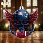 NFL New England Patriots Football Skull Christmas Ornament Hanging Decor