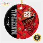 Personalize Red Basketball Ceramic NBA Christmas Ornaments