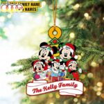 Personalized Family Name Mickey Mouse Christmas Ornament hanging